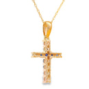 .29ct Sapphire Cross Religious Pendant 14KT Yellow Gold
