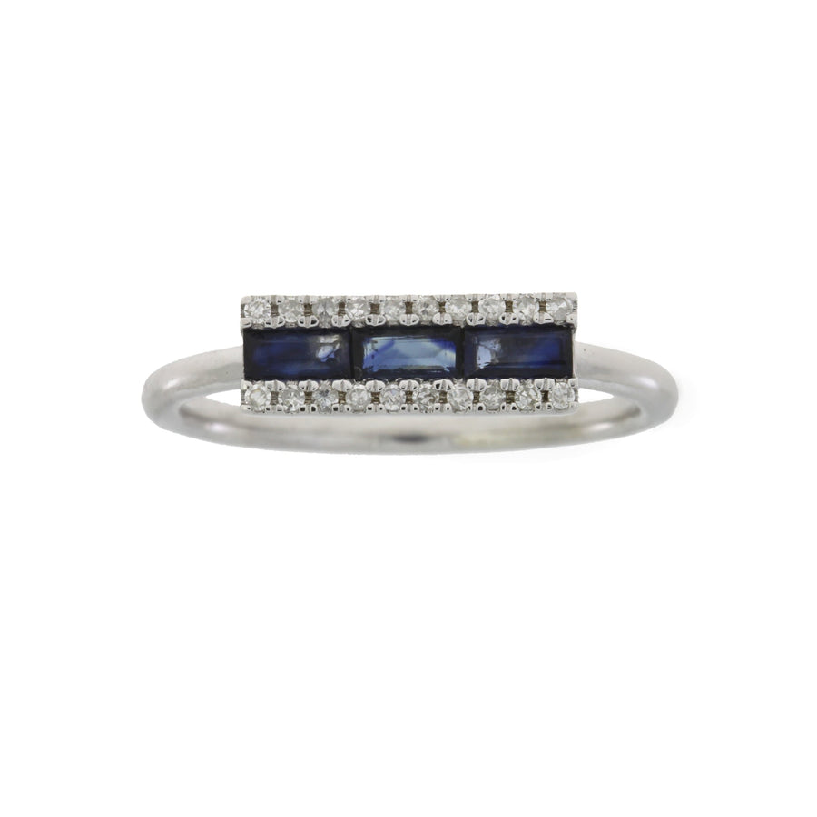 .63ct Diamond Sapphire Ring 14KT White Gold