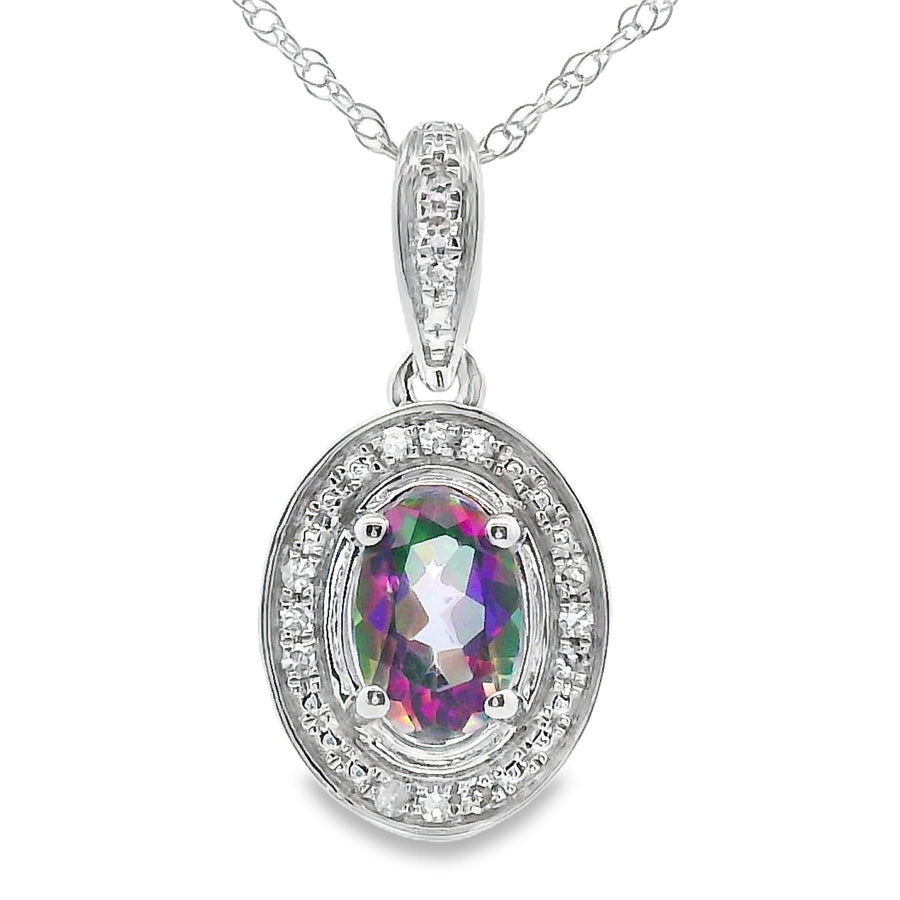 Mystic Fire Topaz Fashion Pendants 10KT White Gold