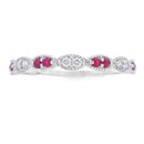 .25ct Ruby Diamond stackable band set 14KT White Gold