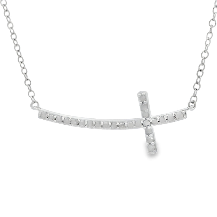 .26ct Diamond Cross Religious Pendant Sterling Silver