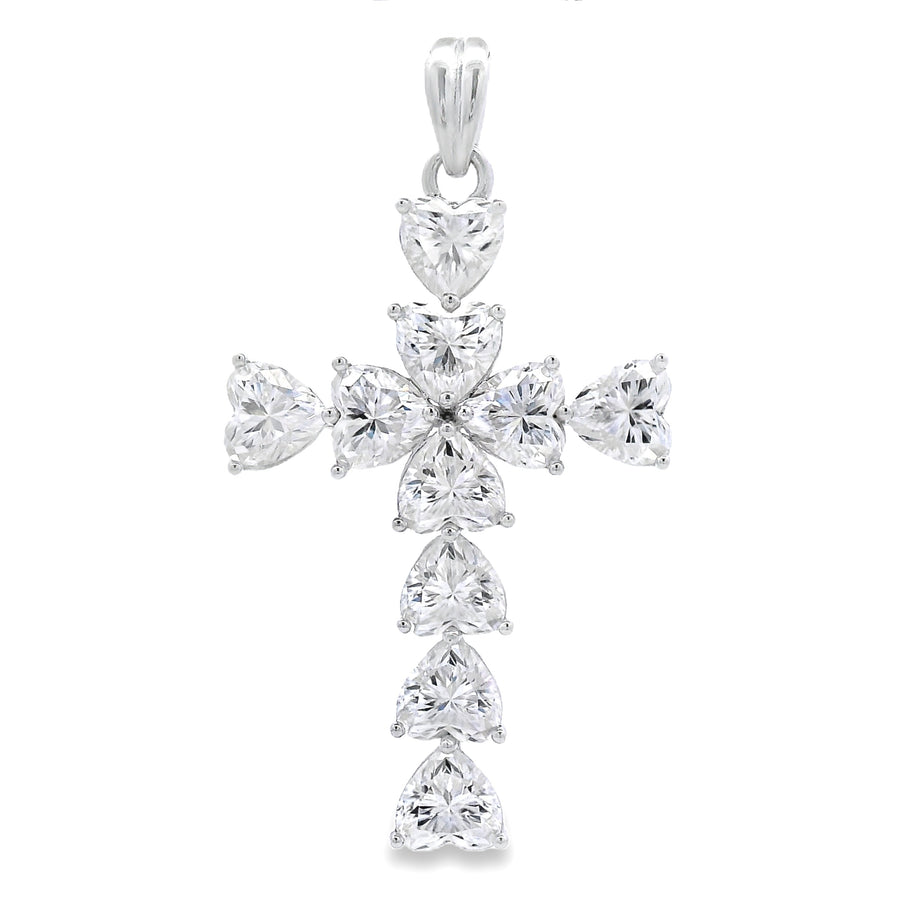 Moissanite Cross Religious Pendant Sterling Silver