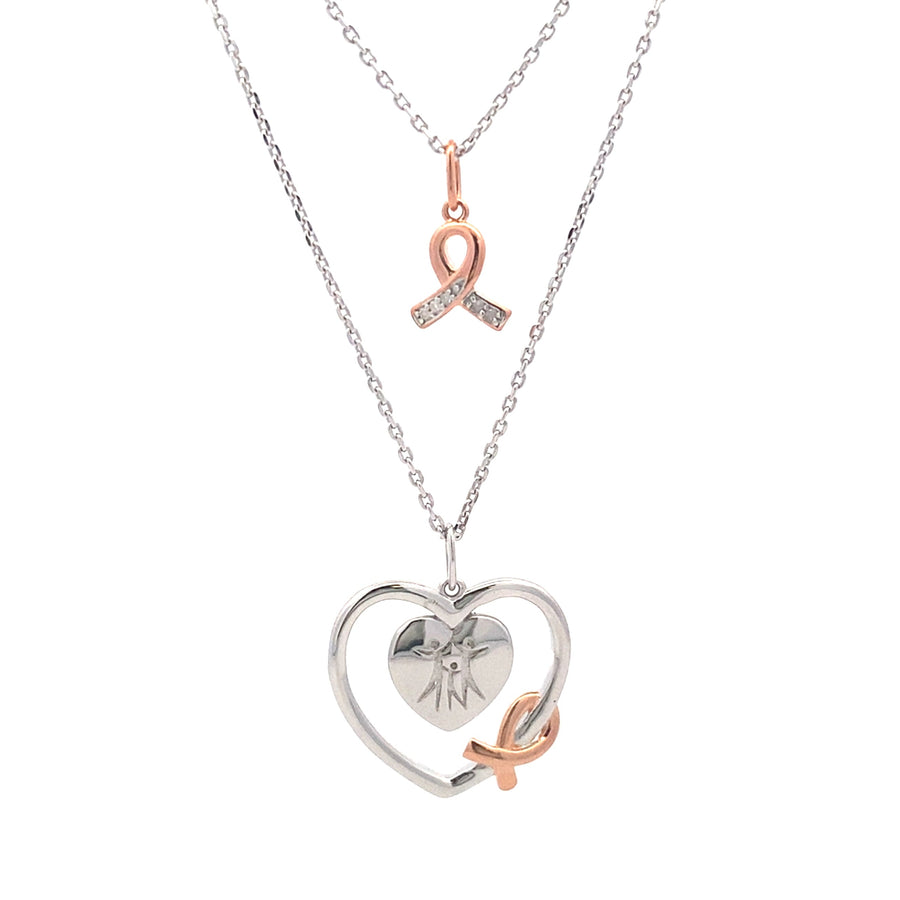 .02ct Diamond Heart Love Pendant Sterling Silver