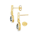 London Blue Topaz Dangle Earrings 10KT Yellow Gold