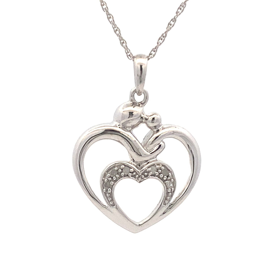 .10ct Diamond Heart Love Pendant Sterling Silver