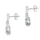 Aquamarine Diamond Dangle Earrings 10KT White Gold