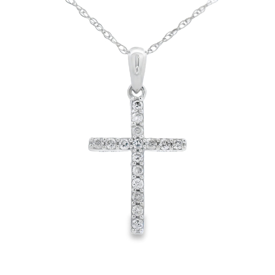 .11ct Diamond Cross Religious Pendant 14KT White Gold