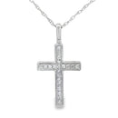 .08ct Diamond Cross Religious Pendant 14KT White Gold