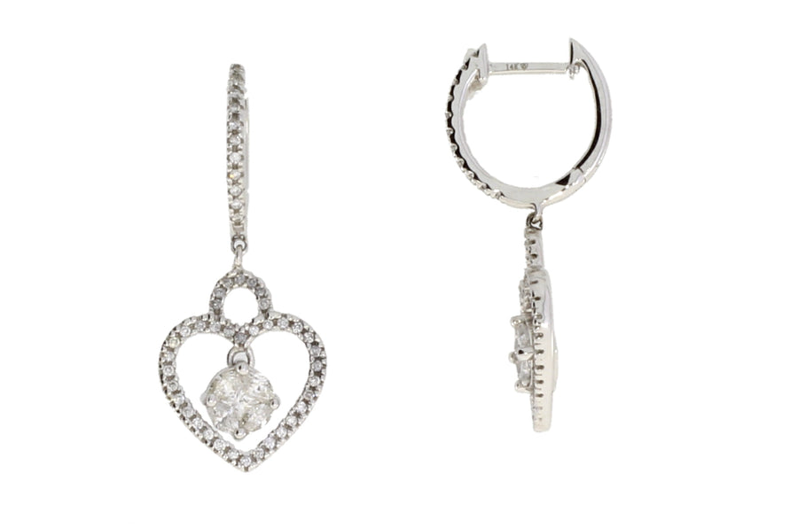.50ct Diamond Dangle Earrings 14KT White Gold