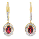 1.41ct Garnet Diamond Dangle Earrings 10KT Yellow Gold