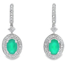 Chalcedony Diamond Dangle Earrings 10KT White Gold