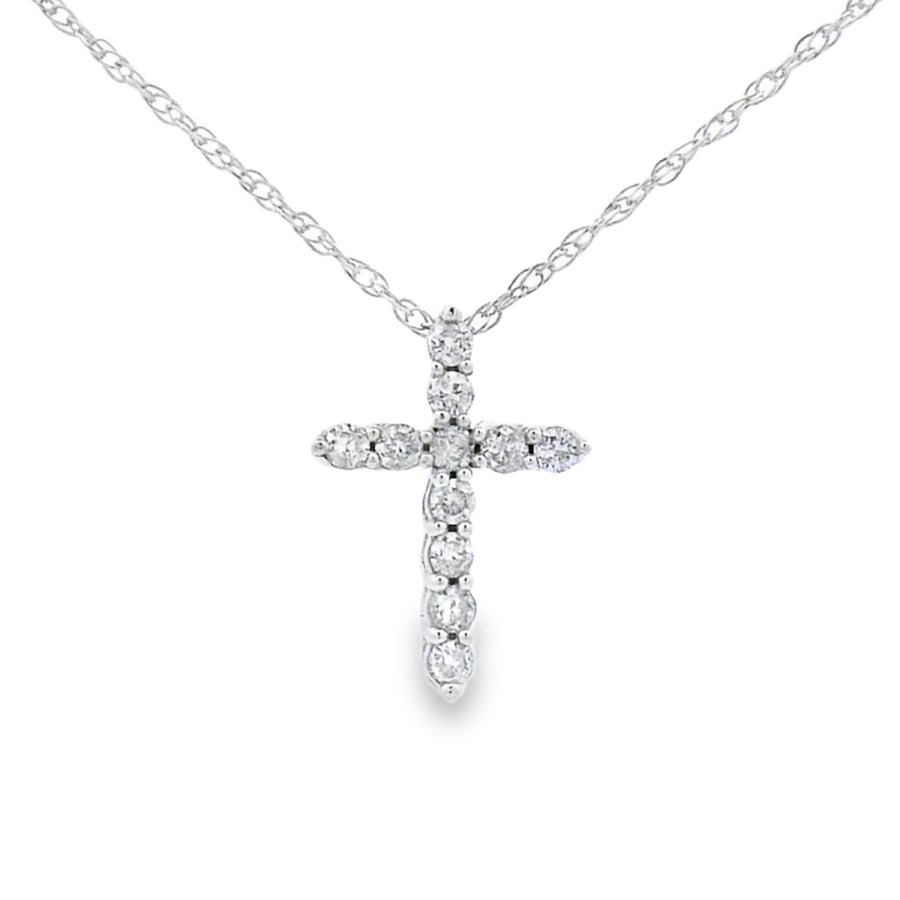 .11ct Diamond Cross Religious Pendant 14KT White Gold