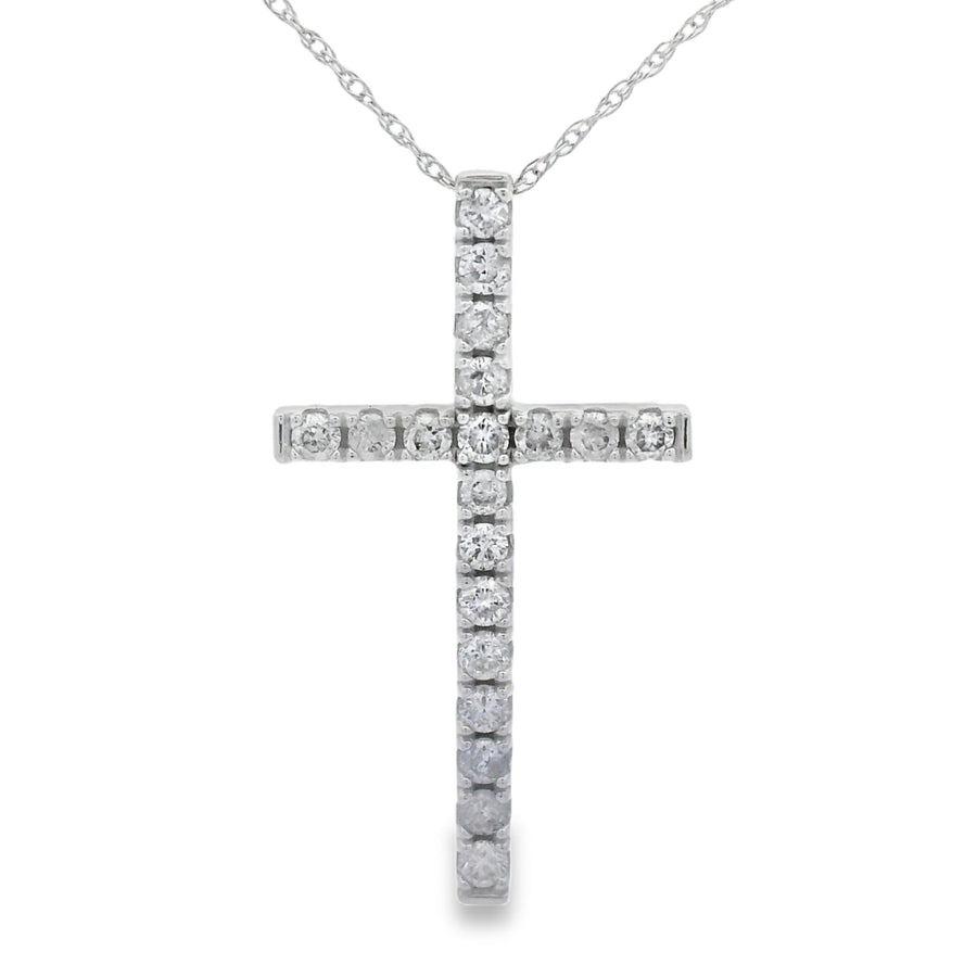 .50ct Diamond Cross Religious Pendant 14KT White Gold