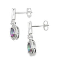 Mystic Fire Topaz Dangle Earrings 10KT White Gold