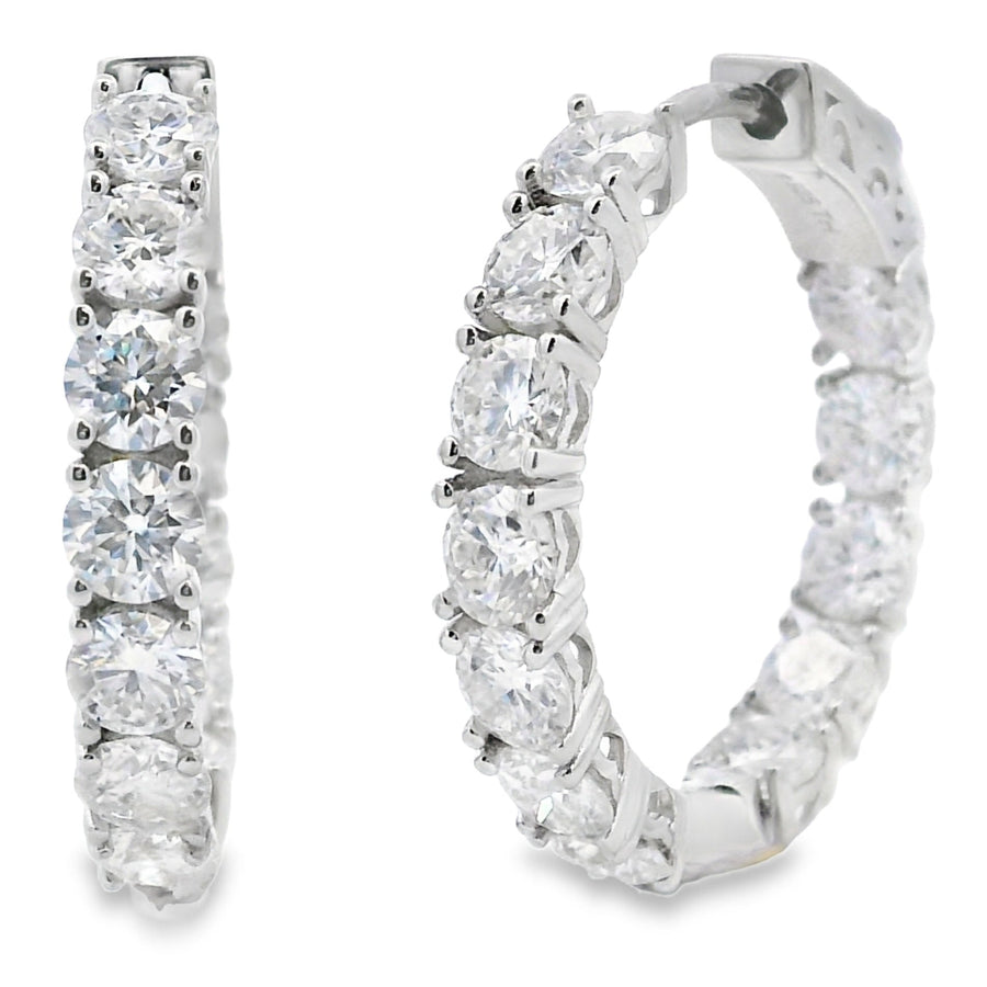 Natural 5.52ct Moissanite Hoop Earrings Sterling Silver