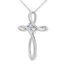 .04ct Diamond Cross Religious Pendant 14KT White Gold