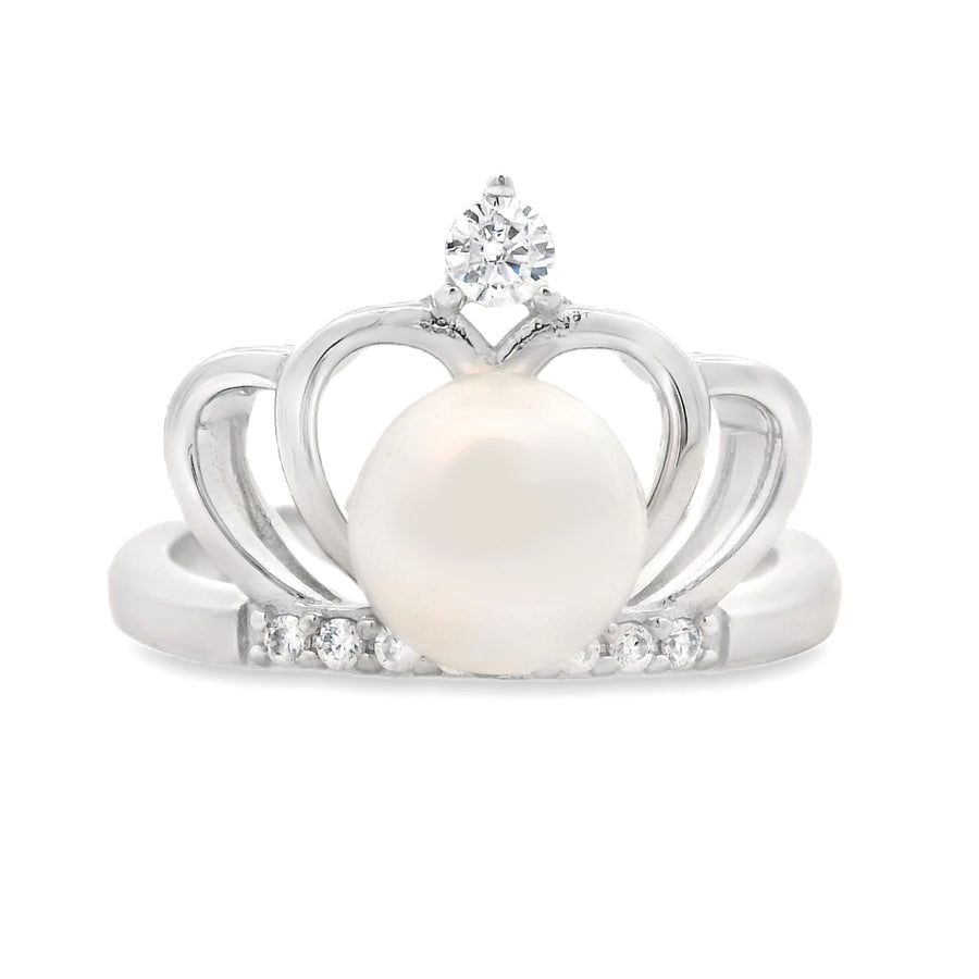FW Pearl Cubic Zirconium Ring Sterling Silver