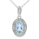 Aquamarine Diamond Fashion Pendants 10KT White Gold