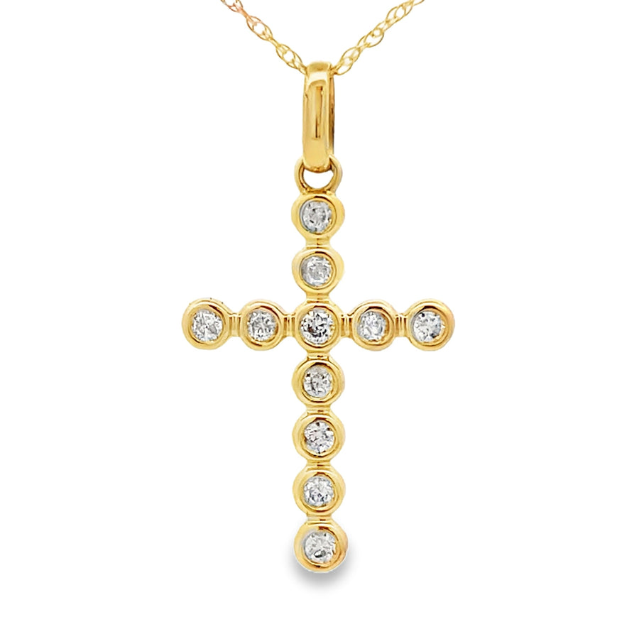 .20ct Diamond Cross Religious Pendant 14KT Yellow Gold