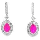 1.40ct Ruby Diamond Dangle Earrings 10KT White Gold