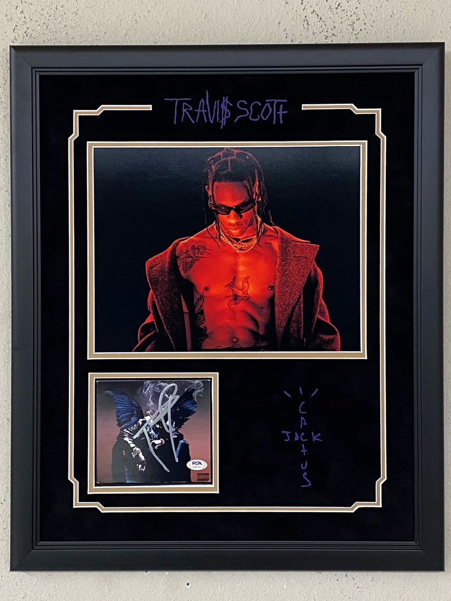 Travis Scott Signed CD Cover PSA/DNA Custom Framed Astroworld Rapper
