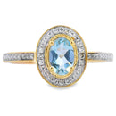 Genuine .40ct Aquamarine Diamond Ring 10KT Yellow Gold