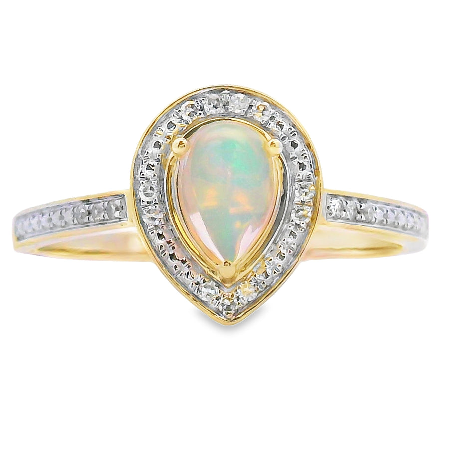 .30ct Opal Diamond Ring 10KT Yellow Gold
