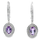 .98ct Amethyst Diamond Dangle Earrings 10KT White Gold