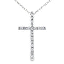 .13ct Diamond Cross Religious Pendant 14KT White Gold