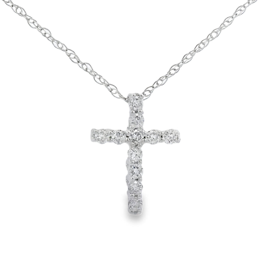 .12ct Diamond Cross Religious Pendant 10KT White Gold