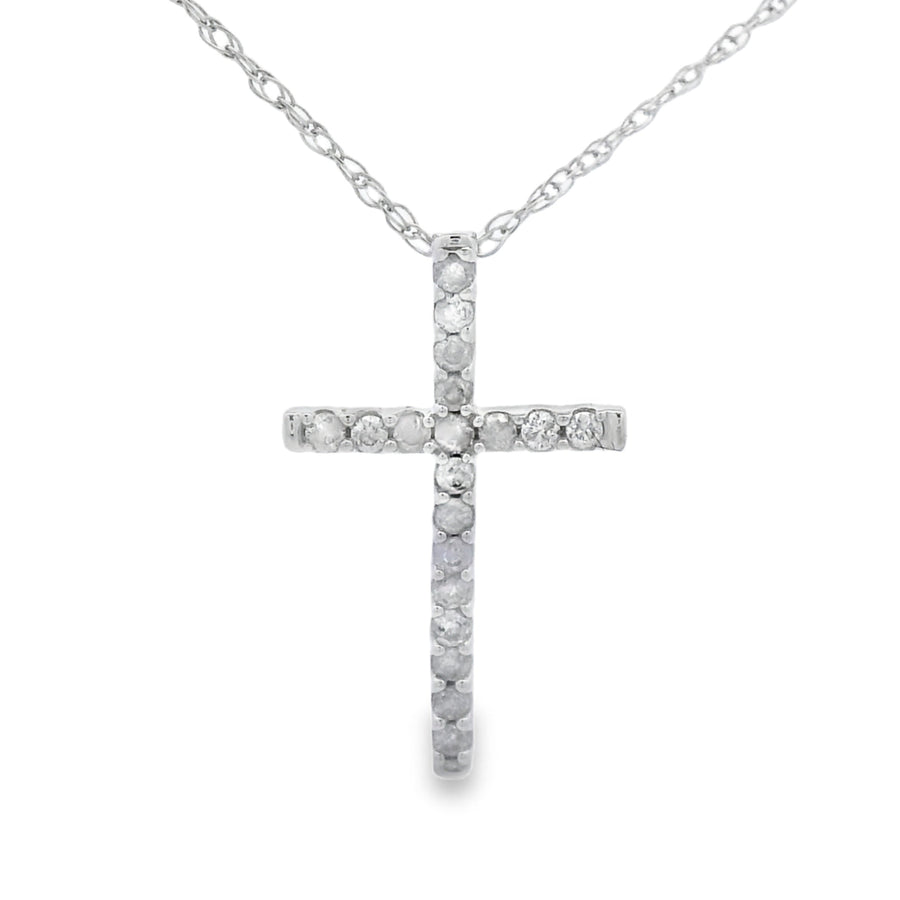 .10ct Diamond Cross Religious Pendant 14KT White Gold