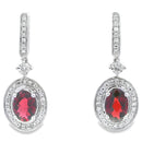 1.20ct Garnet Diamond Dangle Earrings 10KT White Gold