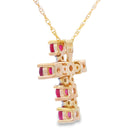 Ruby Diamond Cross Religious Pendant 10KT Yellow Gold