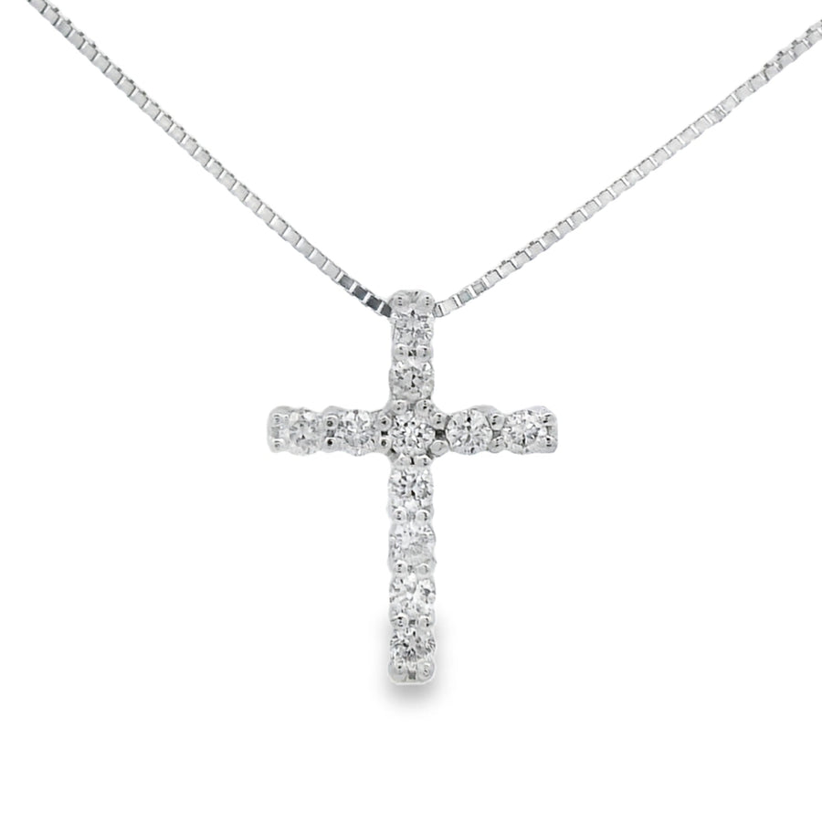 .15ct Diamond Cross Religious Pendant 14KT White Gold
