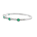 Emerald Diamond stackable band set 14KT White Gold
