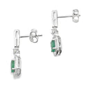 .95ct Emerald Diamond Dangle Earrings 10KT White Gold