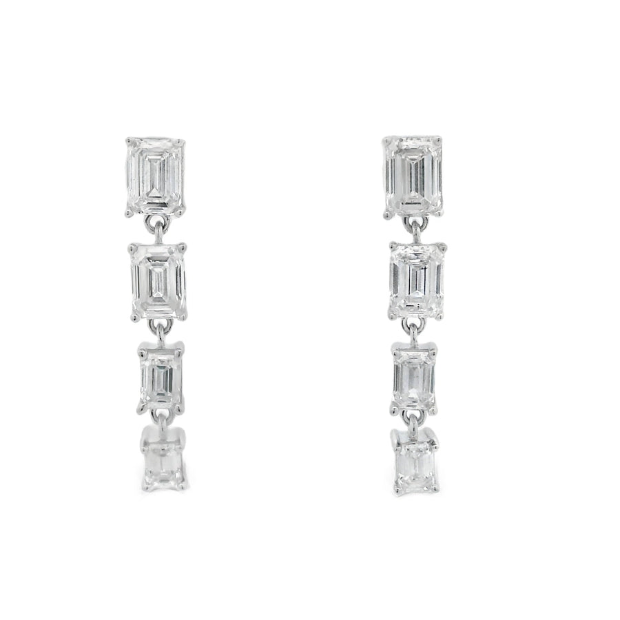 Lab Grown Diamond Dangle Earrings 14KT White Gold