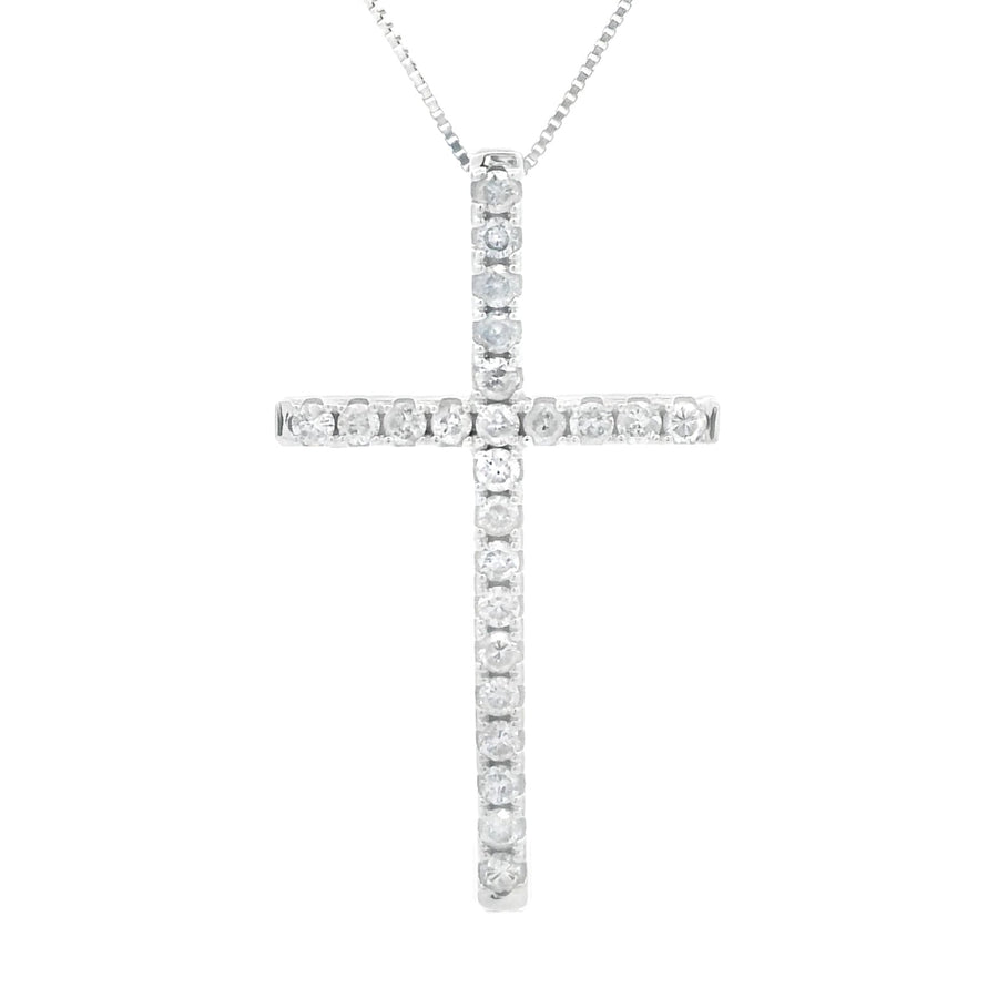 .38ct Diamond Cross Religious Pendant 14KT White Gold