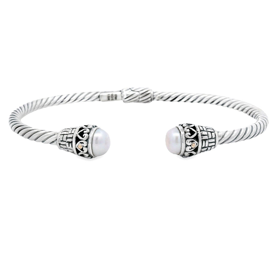 FW Pearl Bangle Bracelet Sterling Silver 18KT Gold