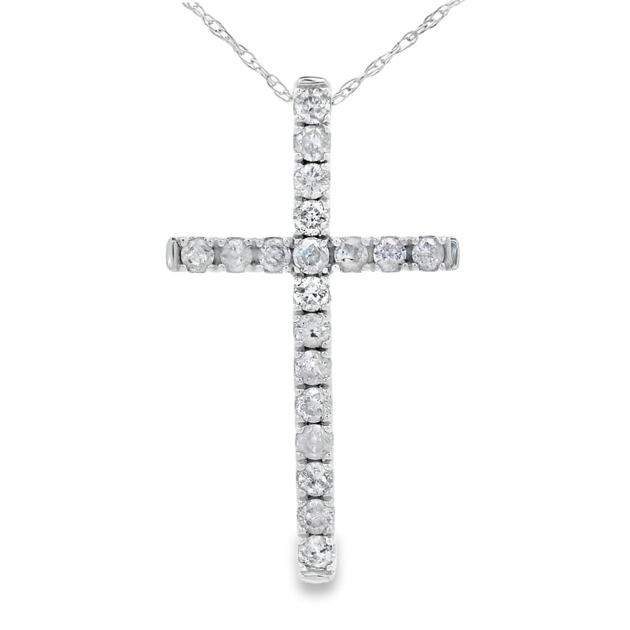 .33ct Diamond Cross Religious Pendant 14KT White Gold