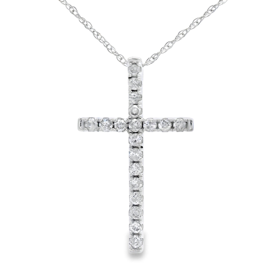 .19ct Diamond Cross Religious Pendant 14KT White Gold