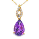 Amethyst Diamond Fashion Pendants 10KT Yellow Gold