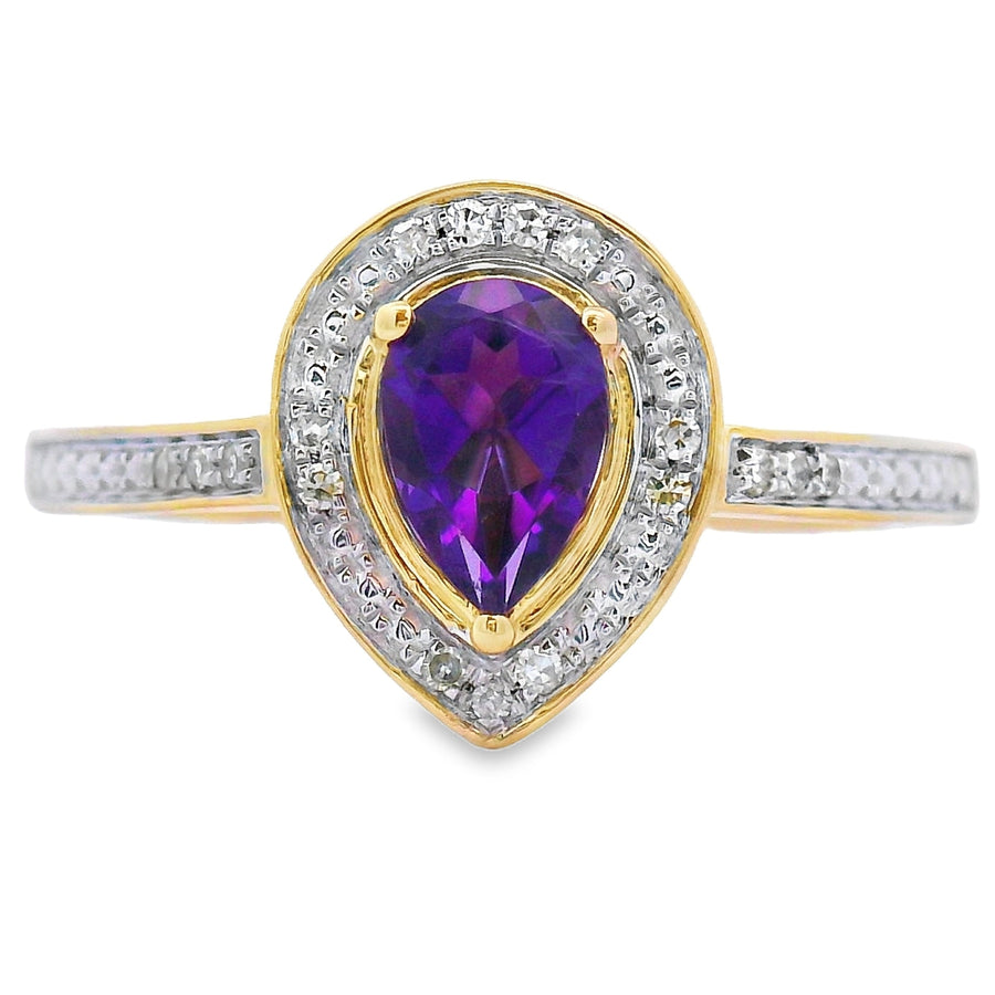 .42ct Amethyst Diamond Ring 10KT Yellow Gold