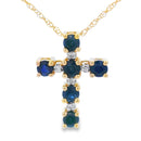 .32ct Sapphire Cross Religious Pendant 10KT Yellow Gold
