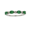 Emerald Diamond Fashion band rings 14KT White Gold