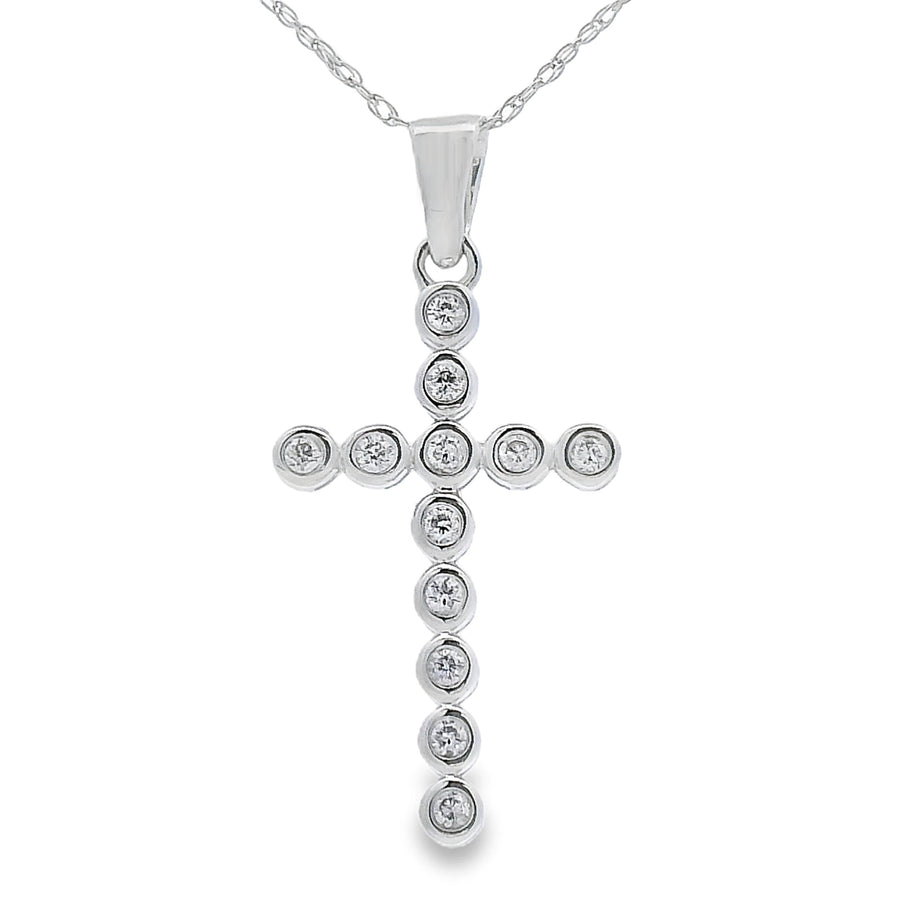 .12ct Diamond Cross Religious Pendant 14KT White Gold