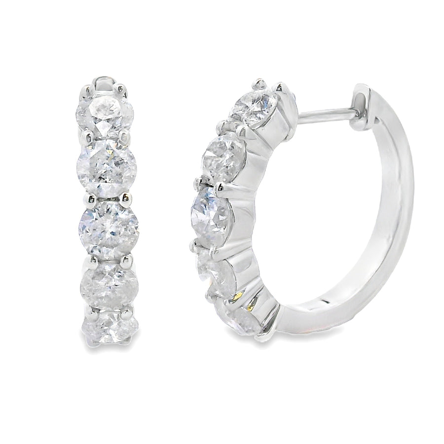 2.00ct Diamond Hoop Earrings 14KT White Gold