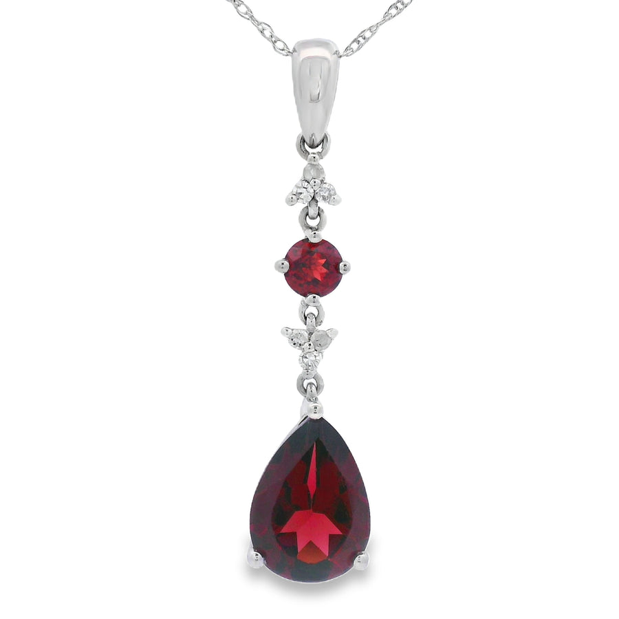 2.25ct Garnet Diamond Fashion Pendants 14KT White Gold