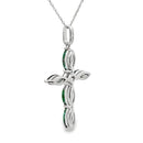 Emerald Diamond Cross Religious Pendant 10KT White Gold