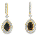 .84ct Quartz Diamond Dangle Earrings 10KT Yellow Gold